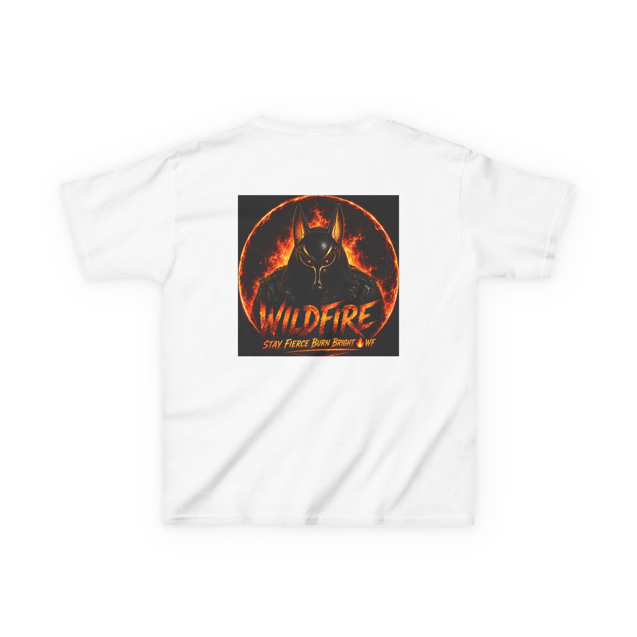 Wildfire Kids T‑Shirt — Fiery Anubis Graphic Tee ("Wildfire: Stay Fierce, Burn Bright")