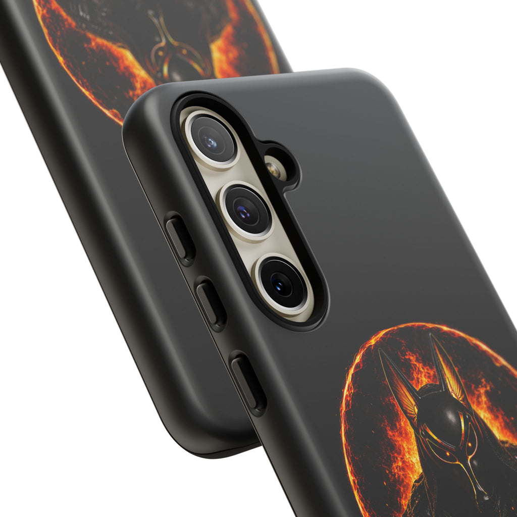 Wildfire Phone Case — Fierce Flaming Anubis Design, "Stay Fierce Burn Bright"