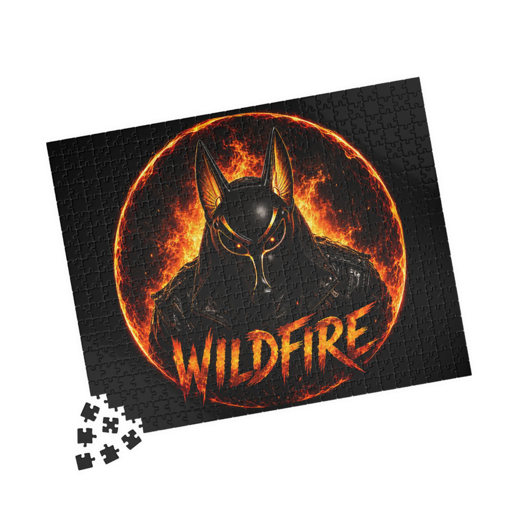 Wildfire Anubis Logo Puzzle — Fiery Egyptian Anubis 110–1014pc Jigsaw