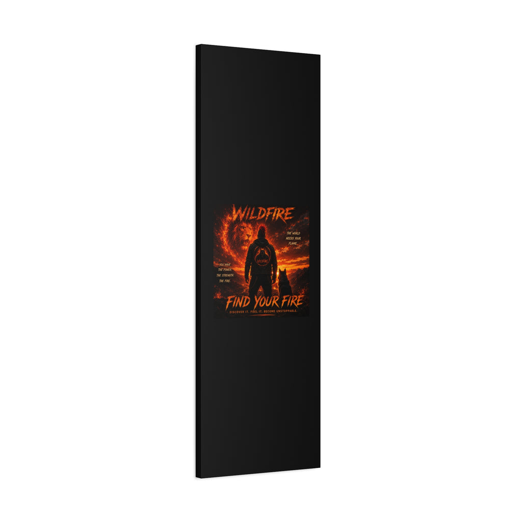 Wildfire 'Find Your Fire' Matte Canvas Wall Art — Inspirational Lion & Silhouette Scene