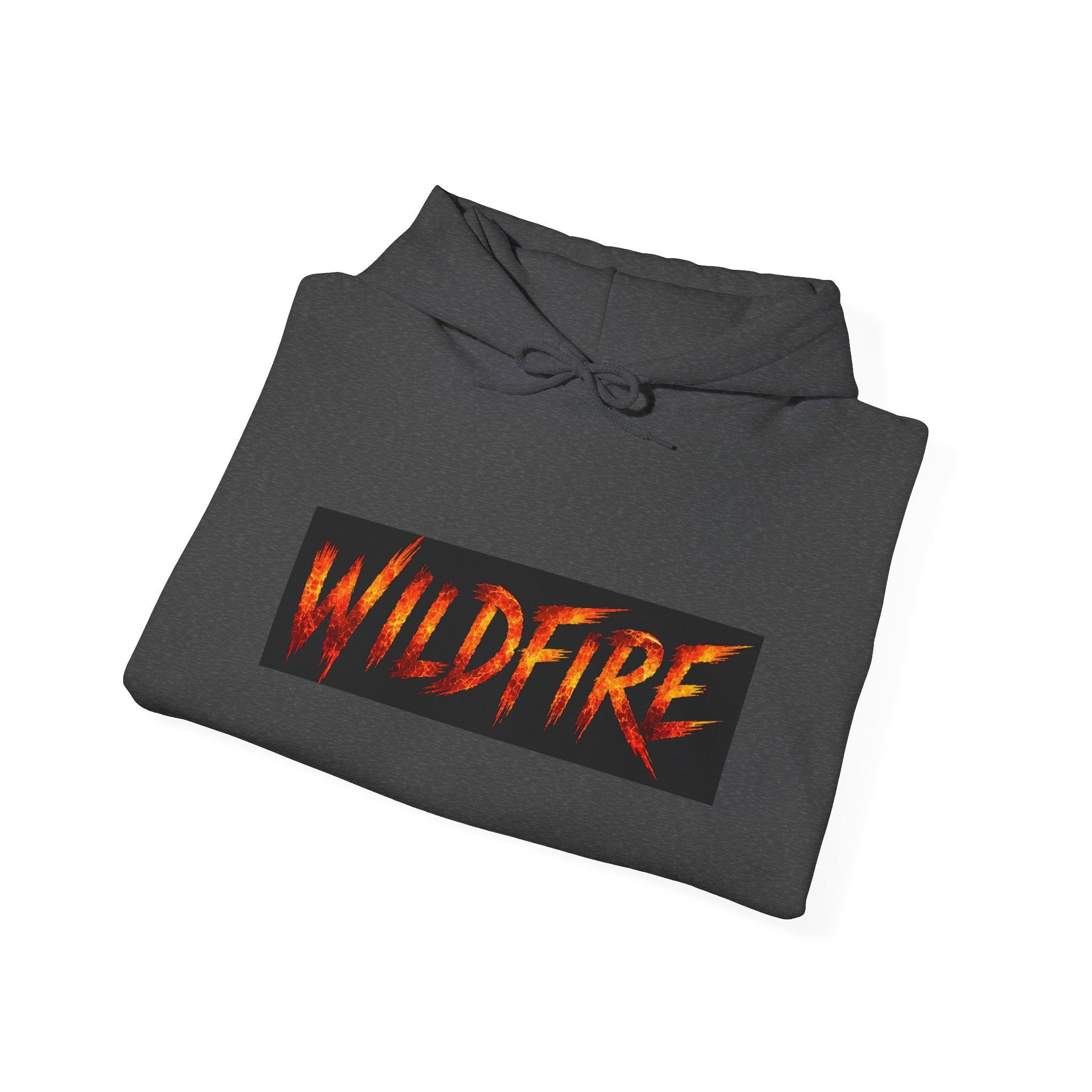 Wildfire Sekhmet's Fire Graphic Hoodie — Fiery Elemental Back Art & Sleeve Text