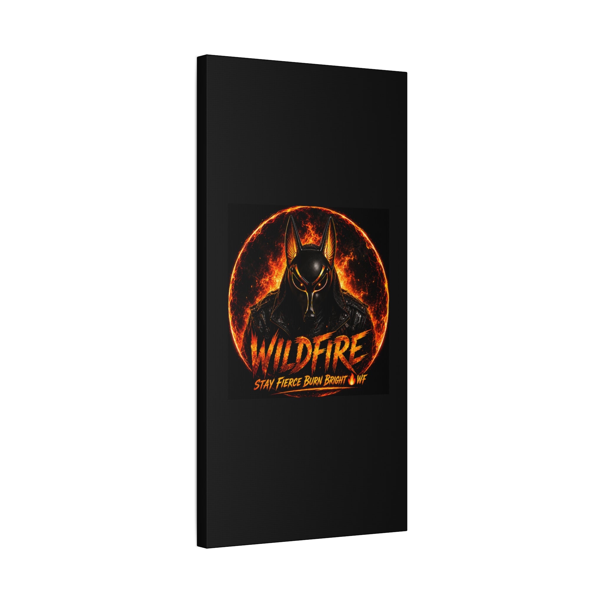 Wildfire Anubis Canvas — ‘WILDFIRE Stay Fierce Burn Bright’ Matte Stretched Wall Art
