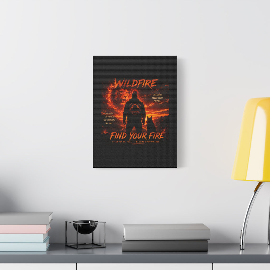 Wildfire 'Find Your Fire' Matte Canvas Wall Art — Inspirational Lion & Silhouette Scene