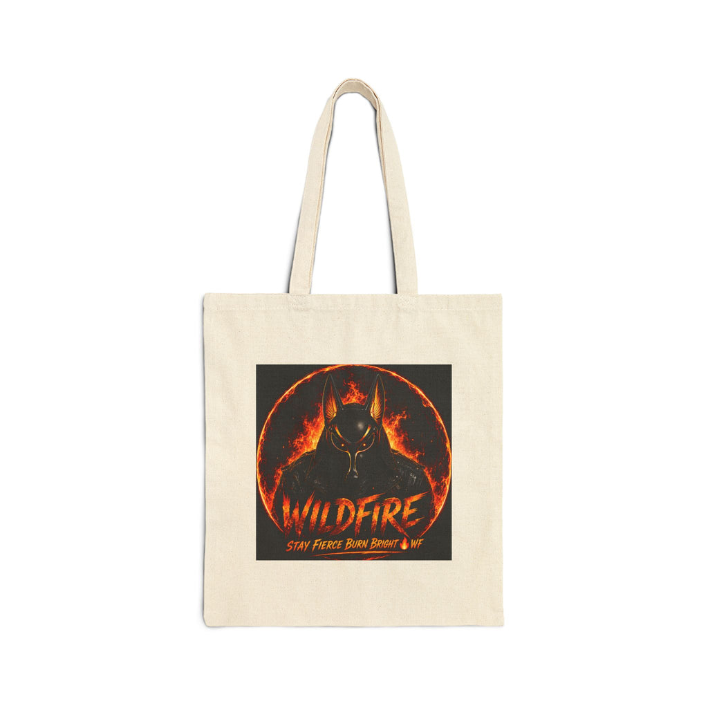 Tote Bag — 'Wildfire' & 'Wolf Pack' Fiery Wolf Canvas Tote, Gothic Animal Lover Gift