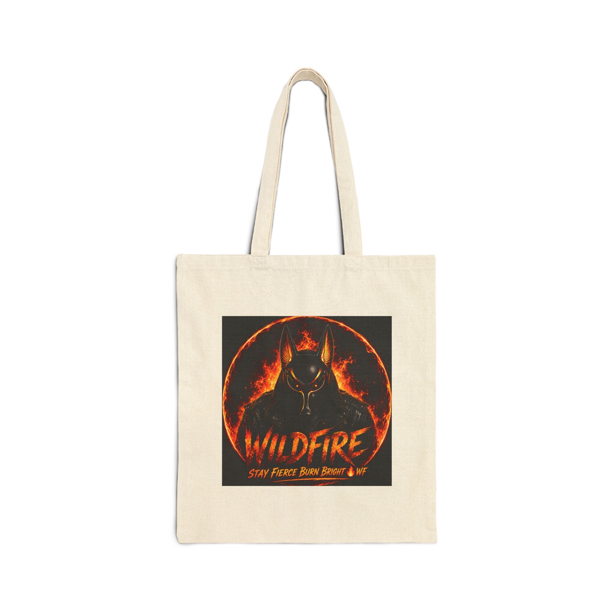 Tote Bag — 'Wildfire' & 'Wolf Pack' Fiery Wolf Canvas Tote, Gothic Animal Lover Gift