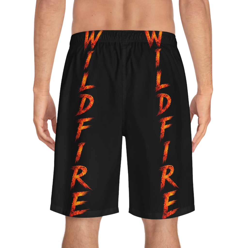Wildfire Men’s Board Shorts — Fiery Anubis Graphic Swim Trunks