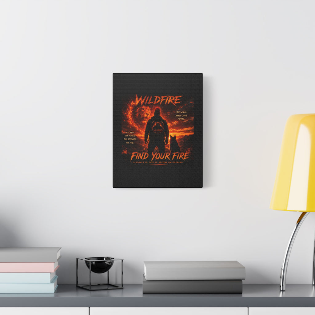 Wildfire 'Find Your Fire' Matte Canvas Wall Art — Inspirational Lion & Silhouette Scene