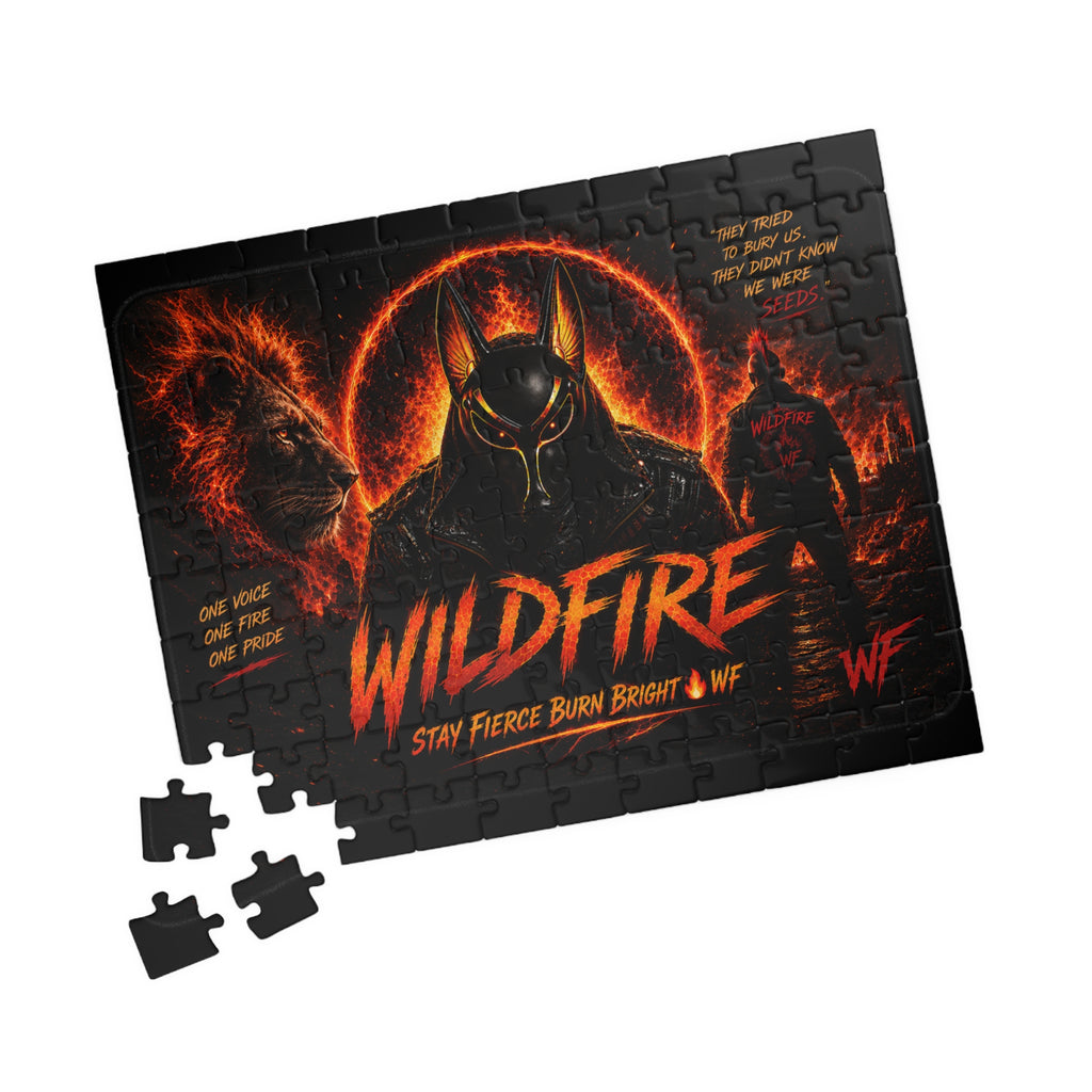 Wildfire Demon Flames Puzzle — 'Stay Fierce Burn Bright' Jigsaw (110/252/520/1014 pc)