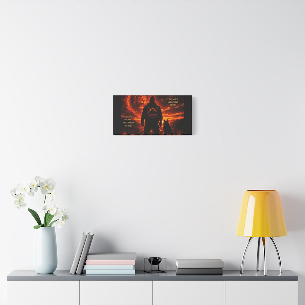 Wildfire 'Find Your Fire' Matte Canvas Wall Art — Inspirational Lion & Silhouette Scene