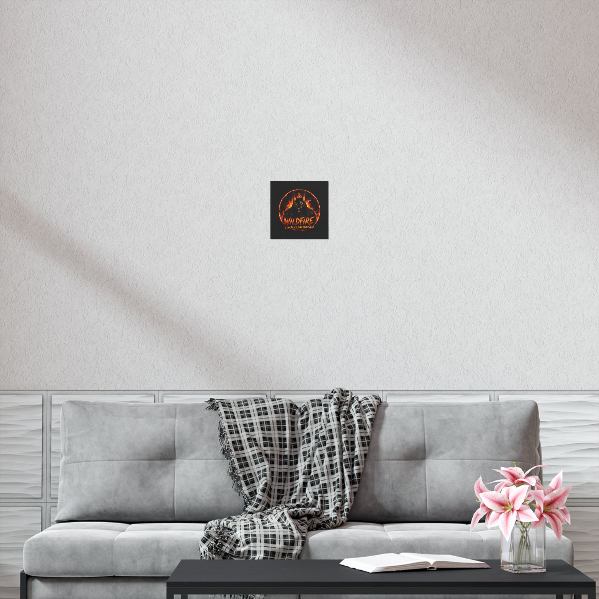 Wildfire Poster — Fiery Anubis Illustration with 'Stay Fierce Burn Bright'
