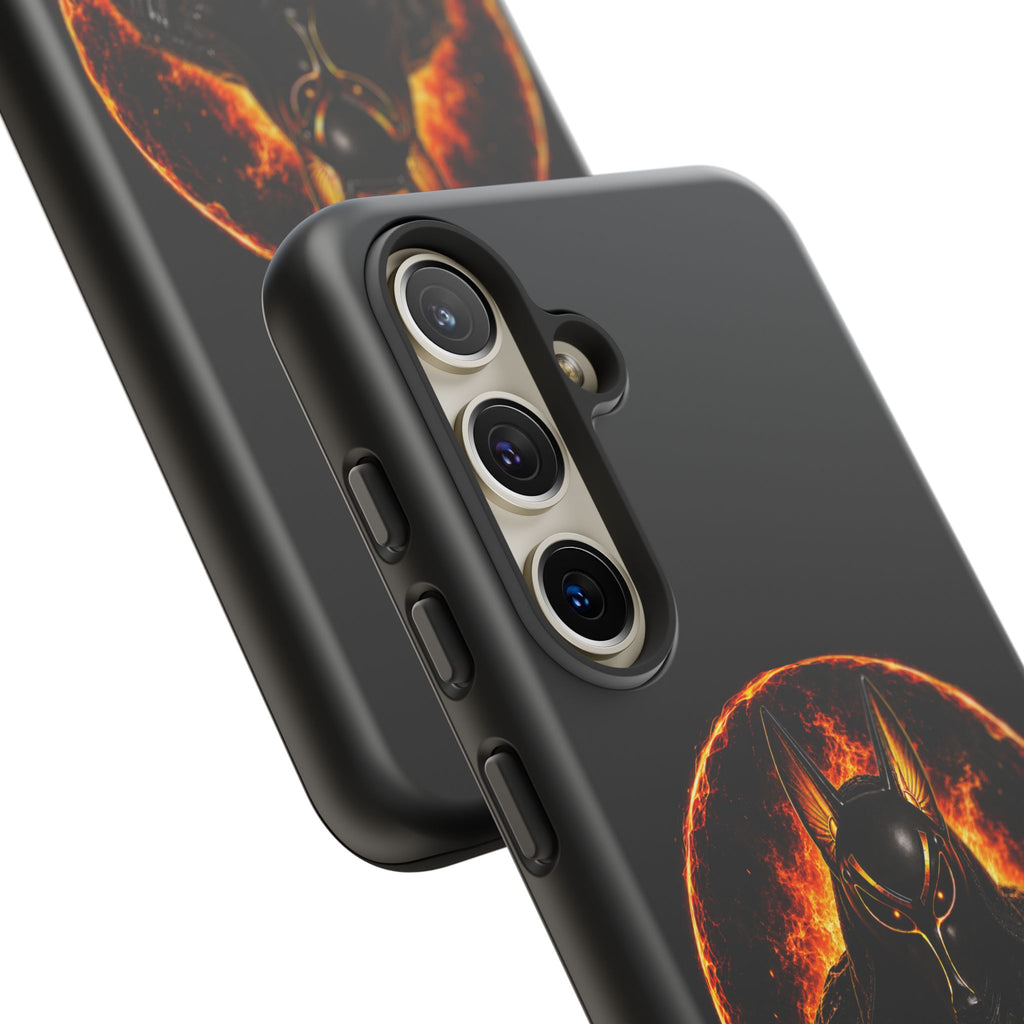 Wildfire Phone Case — Fierce Flaming Anubis Design, "Stay Fierce Burn Bright"
