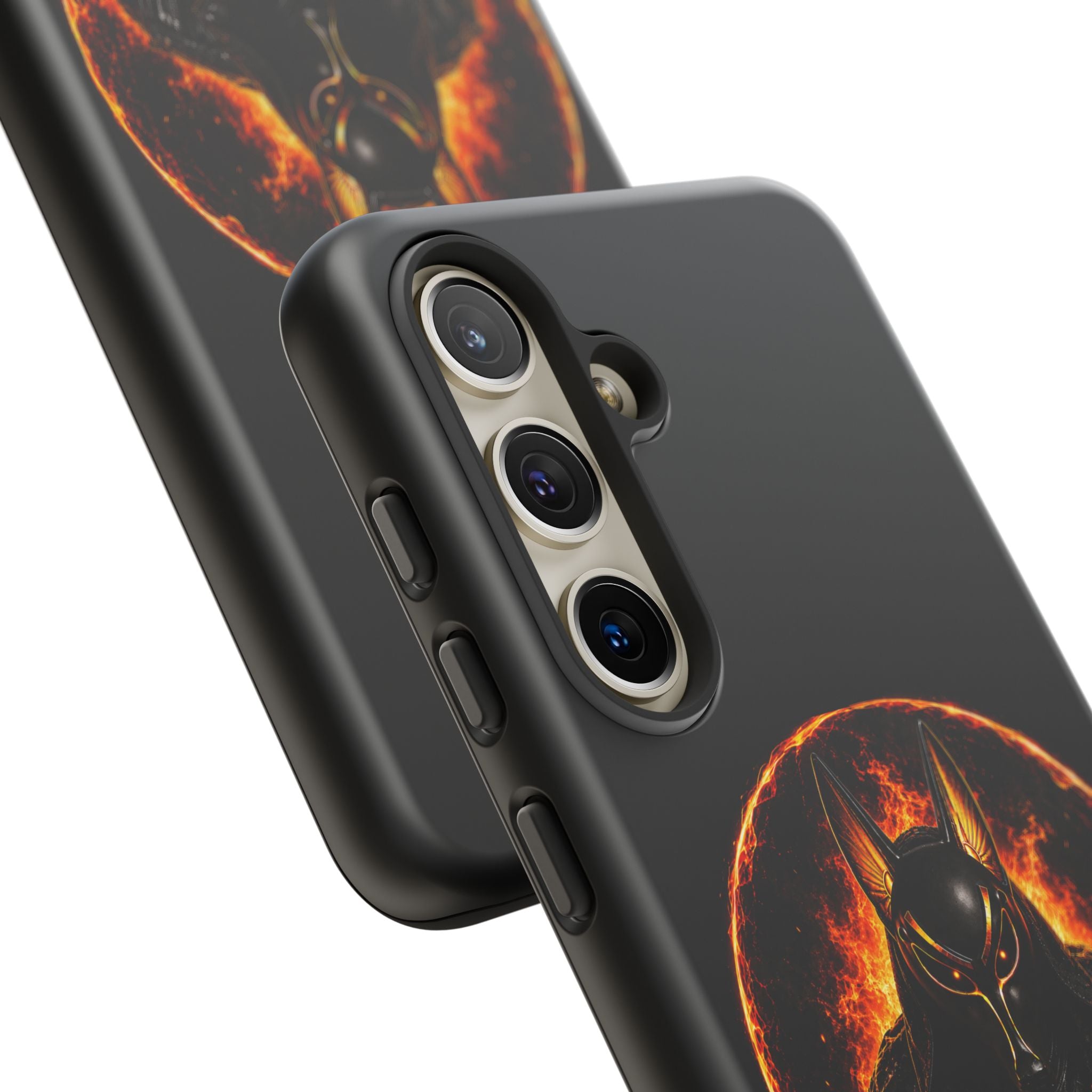 Wildfire Phone Case — Fierce Flaming Anubis Design, "Stay Fierce Burn Bright"