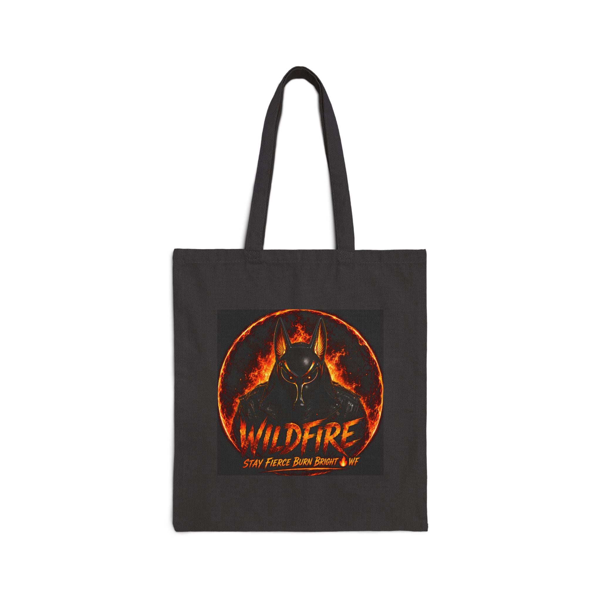 Tote Bag — 'Wildfire' & 'Wolf Pack' Fiery Wolf Canvas Tote, Gothic Animal Lover Gift