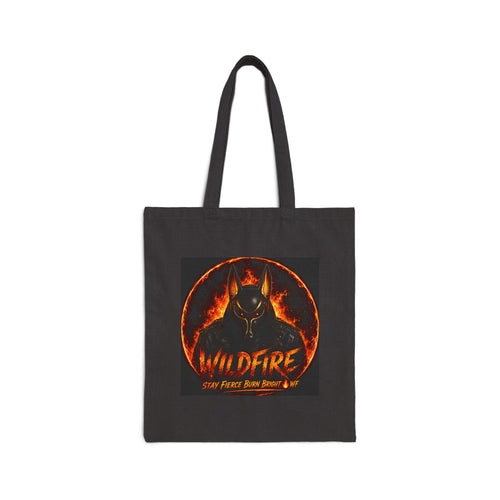 Tote Bag — 'Wildfire' & 'Wolf Pack' Fiery Wolf Canvas Tote, Gothic Animal Lover Gift