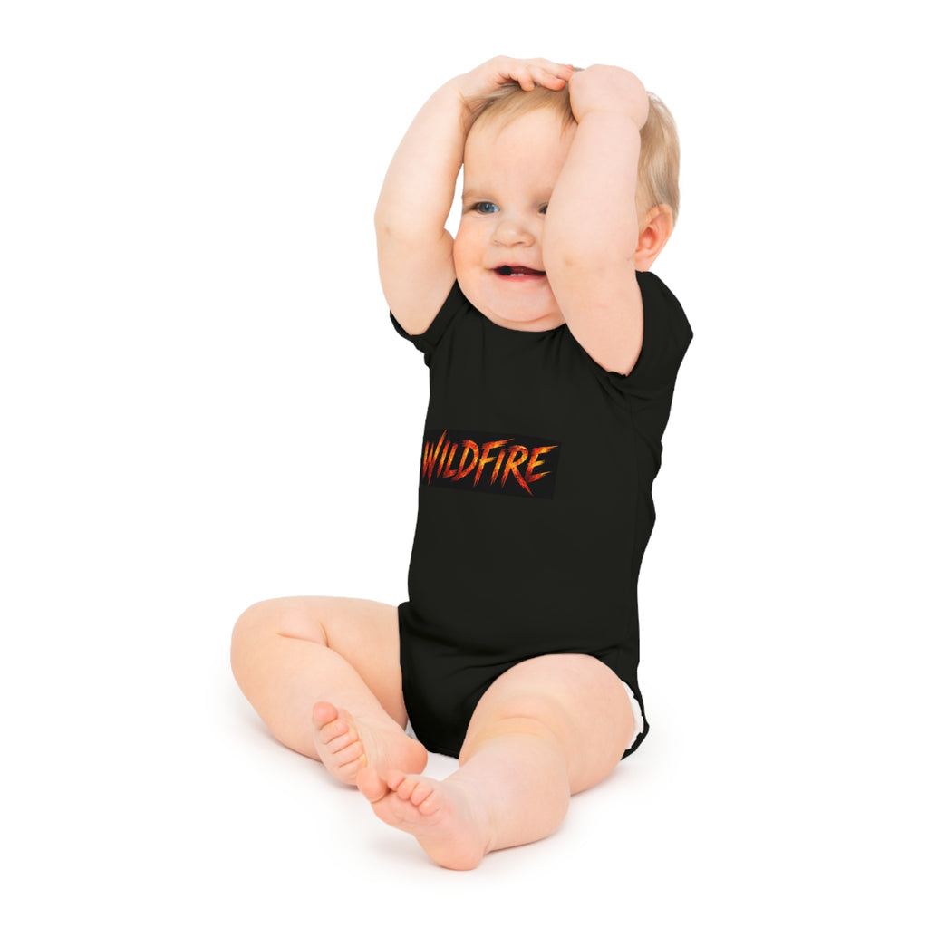 Wildfire Baby Bodysuit — Fiery Anubis Graphic Infant Onesie