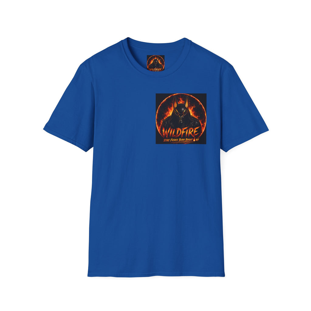 Wildfire Sekhmet's Fire Graphic T-Shirt — "Wildfire" Fiery Anubis Band Tee