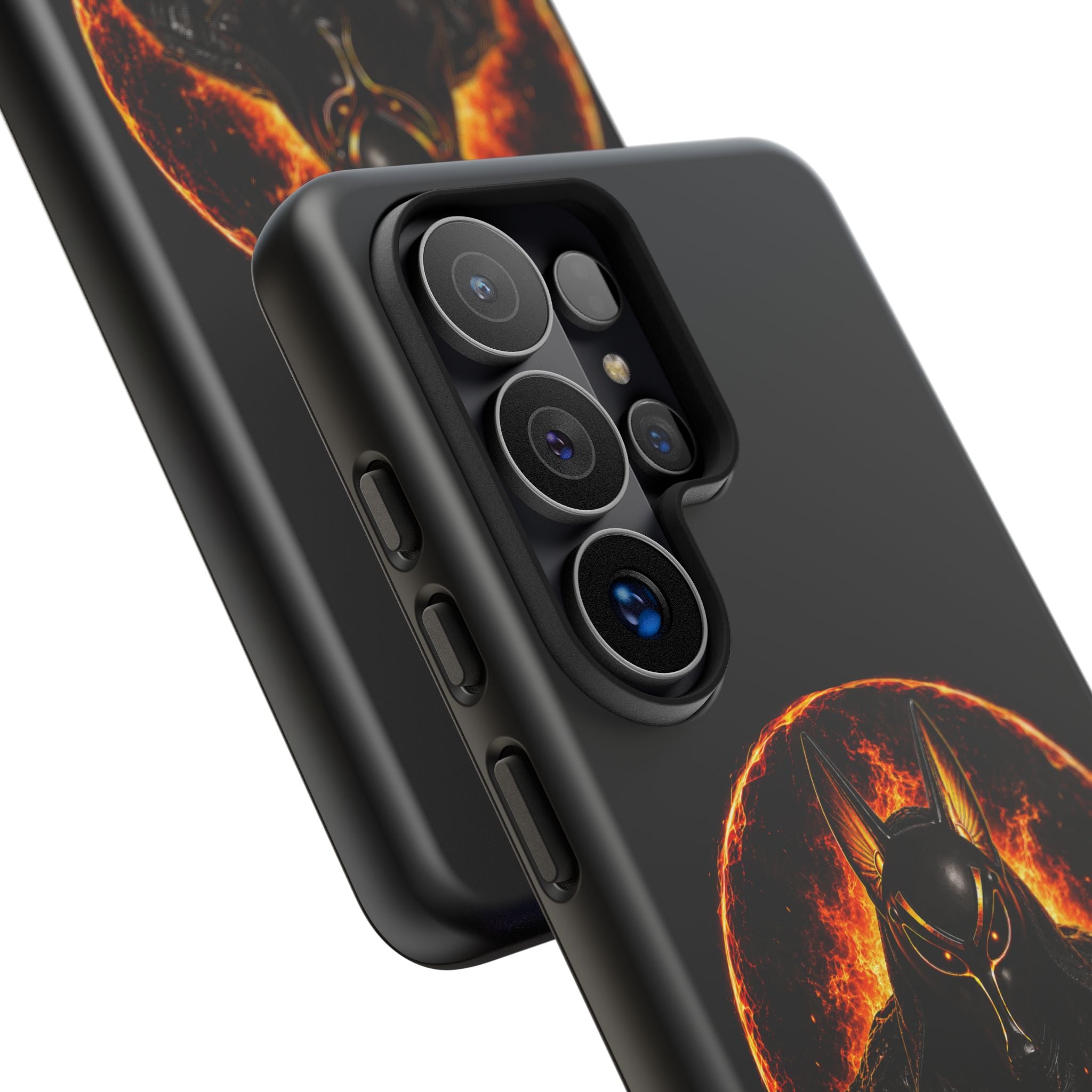 Wildfire Phone Case — Fierce Flaming Anubis Design, "Stay Fierce Burn Bright"