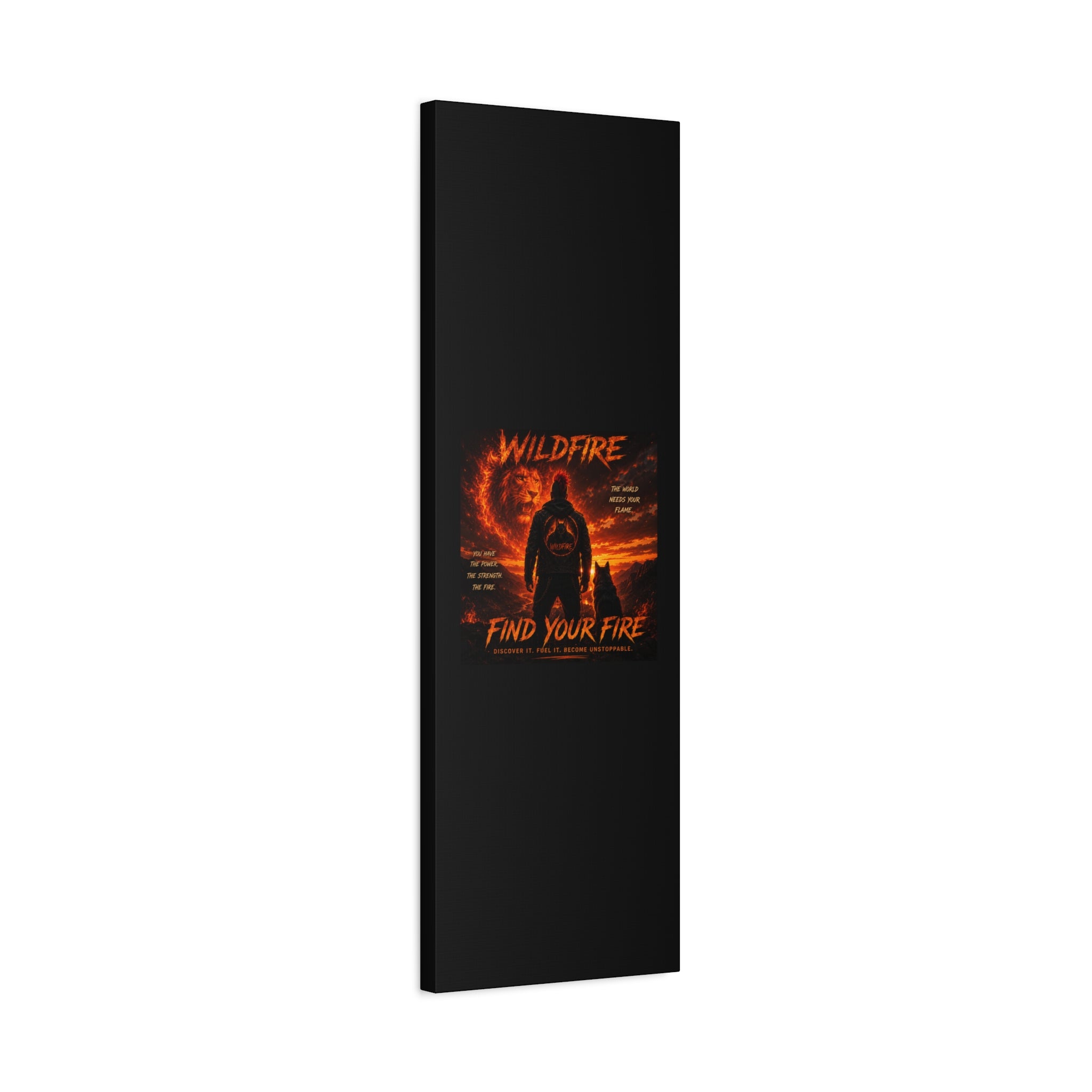 Wildfire 'Find Your Fire' Matte Canvas Wall Art — Inspirational Lion & Silhouette Scene