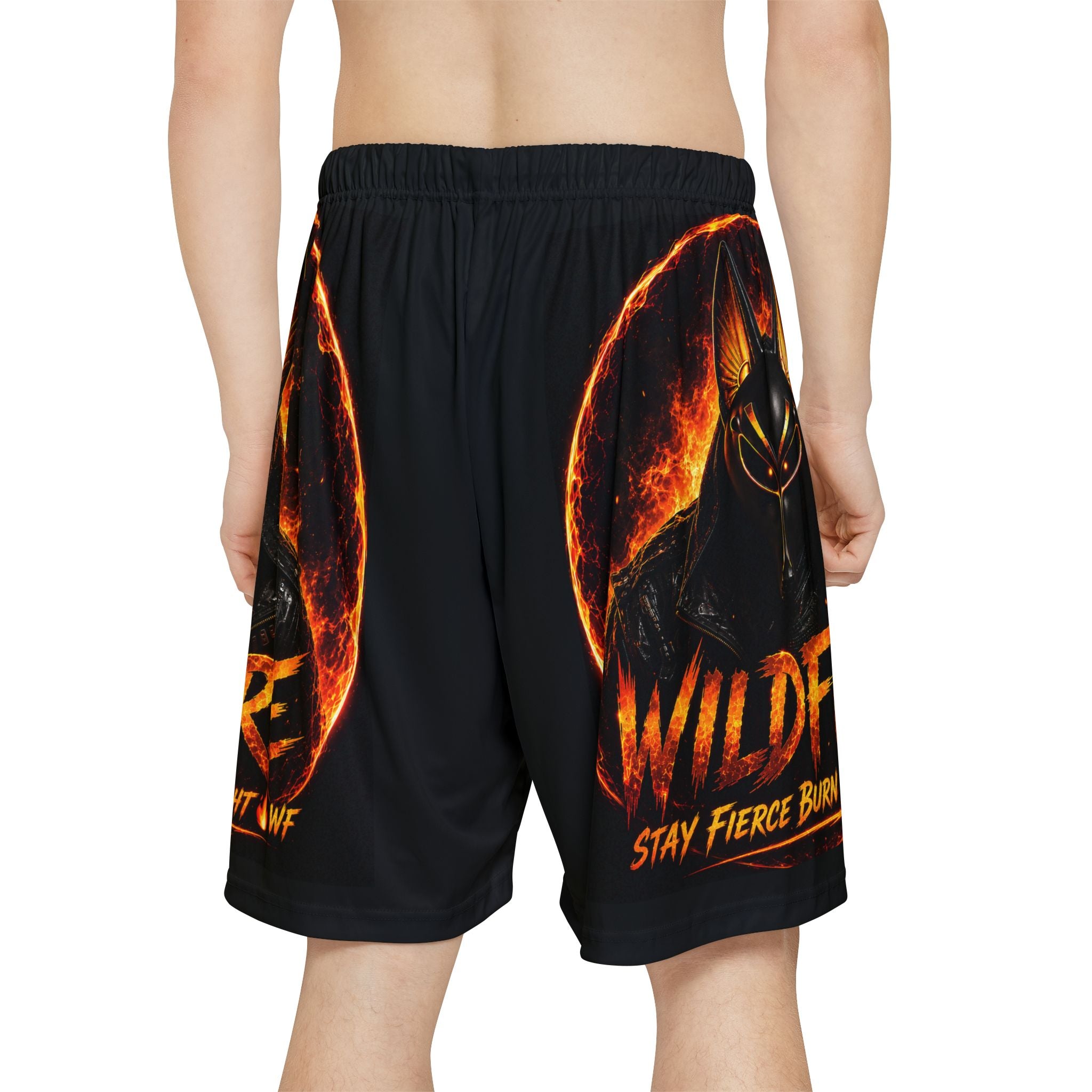 Wildfire Flame Basketball Shorts — Stay Fierce Burn Bright Men’s Athletic Shorts