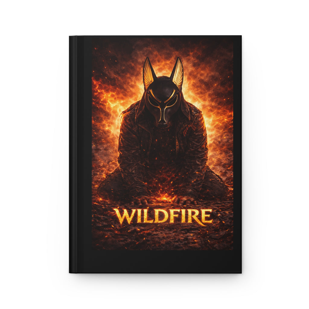 Wildfire Hardcover Journal — Fiery Anubis Illustration, 'Stay Fierce Burn Bright'