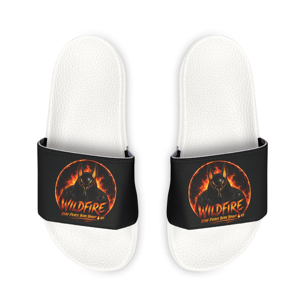 Youth Slide Sandals — Fiery Anubis Logo Adjustable Strap