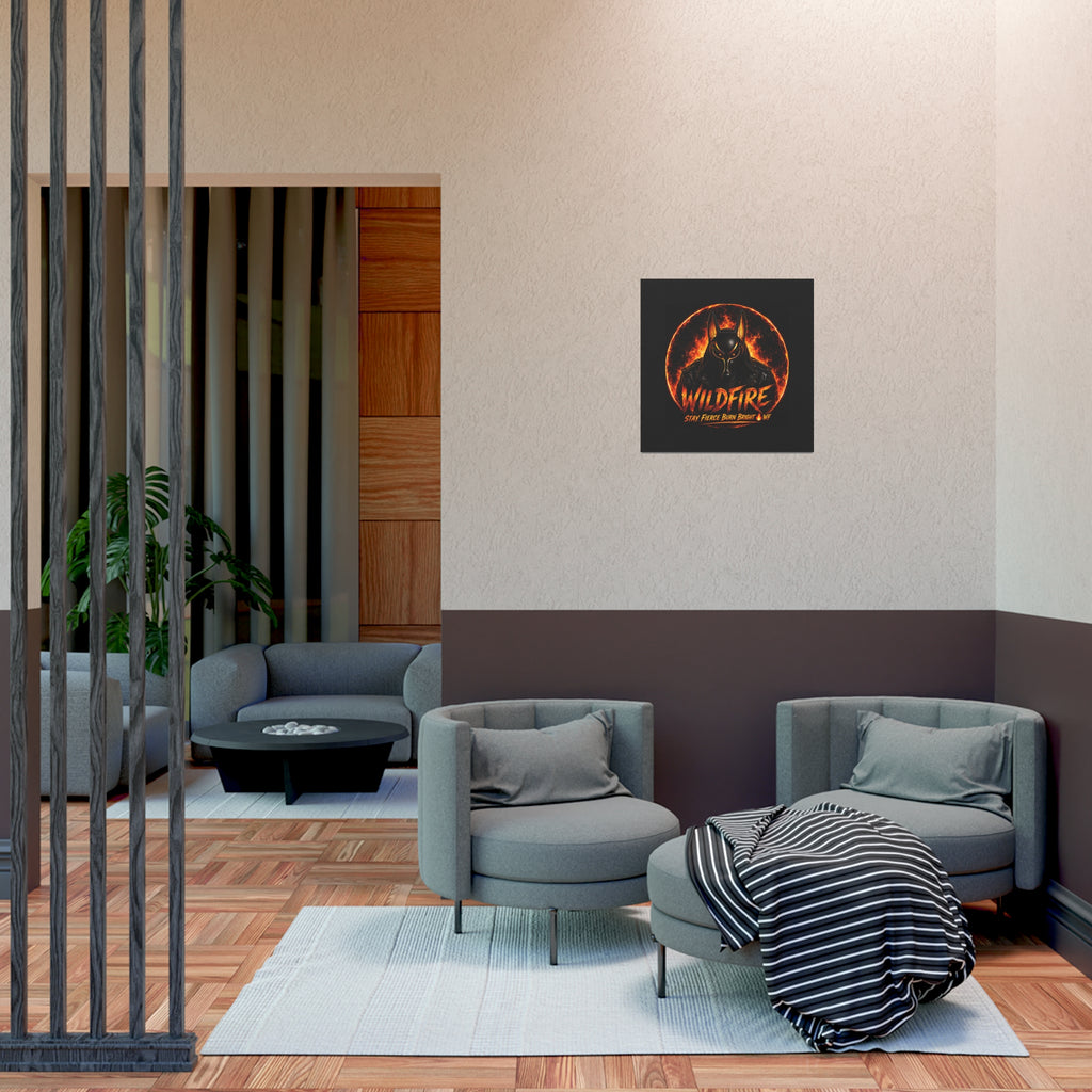 Wildfire Poster — Fiery Anubis Illustration with 'Stay Fierce Burn Bright'