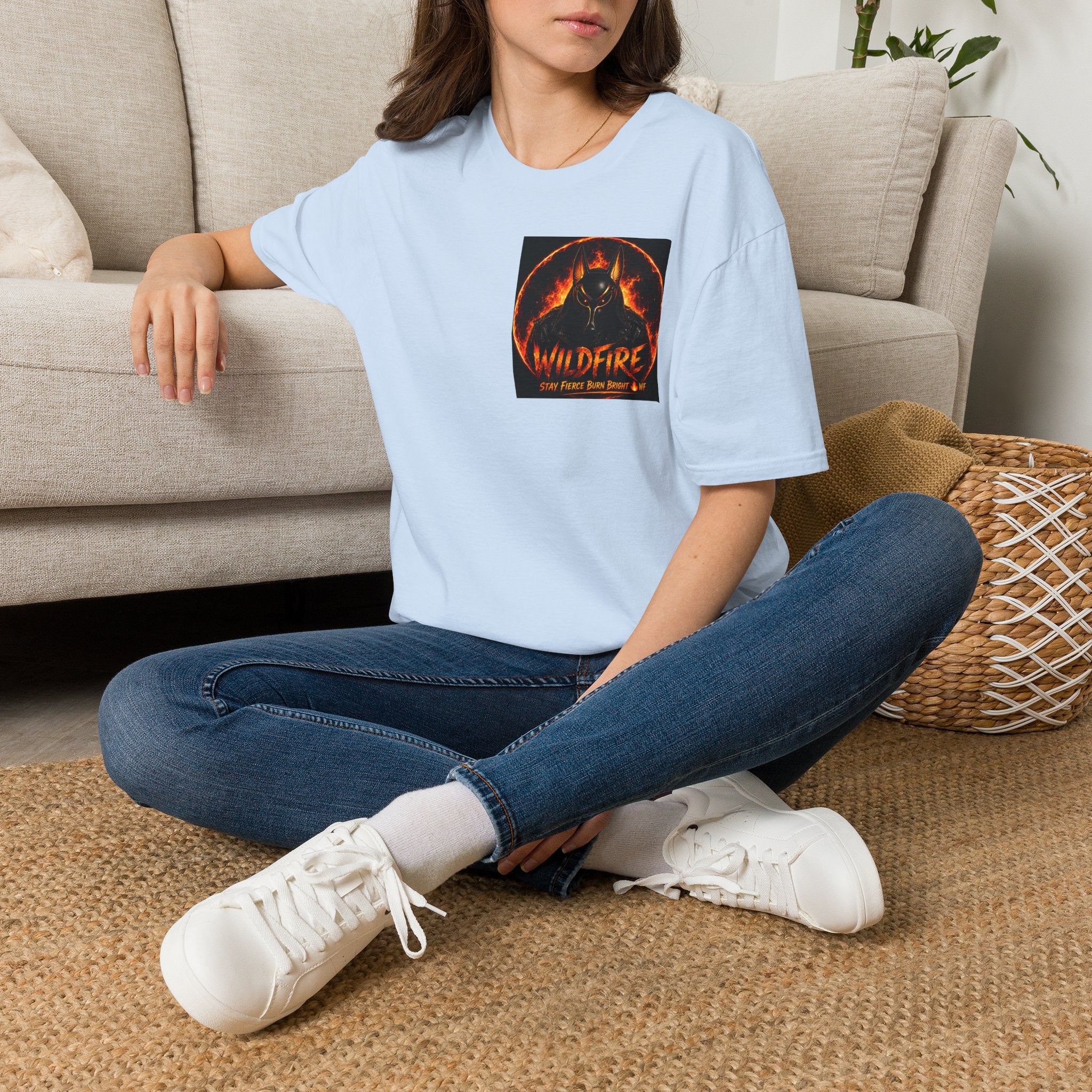Wildfire Sekhmet's Fire Graphic T-Shirt — "Wildfire" Fiery Anubis Band Tee