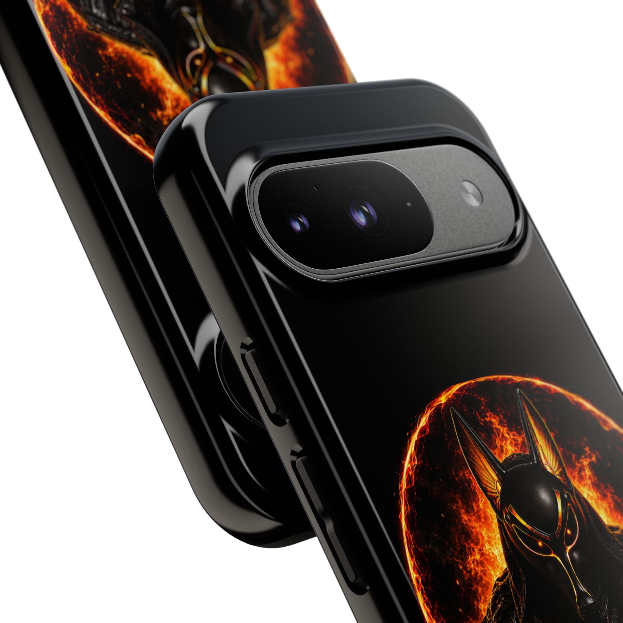 Wildfire Phone Case — Fierce Flaming Anubis Design, "Stay Fierce Burn Bright"