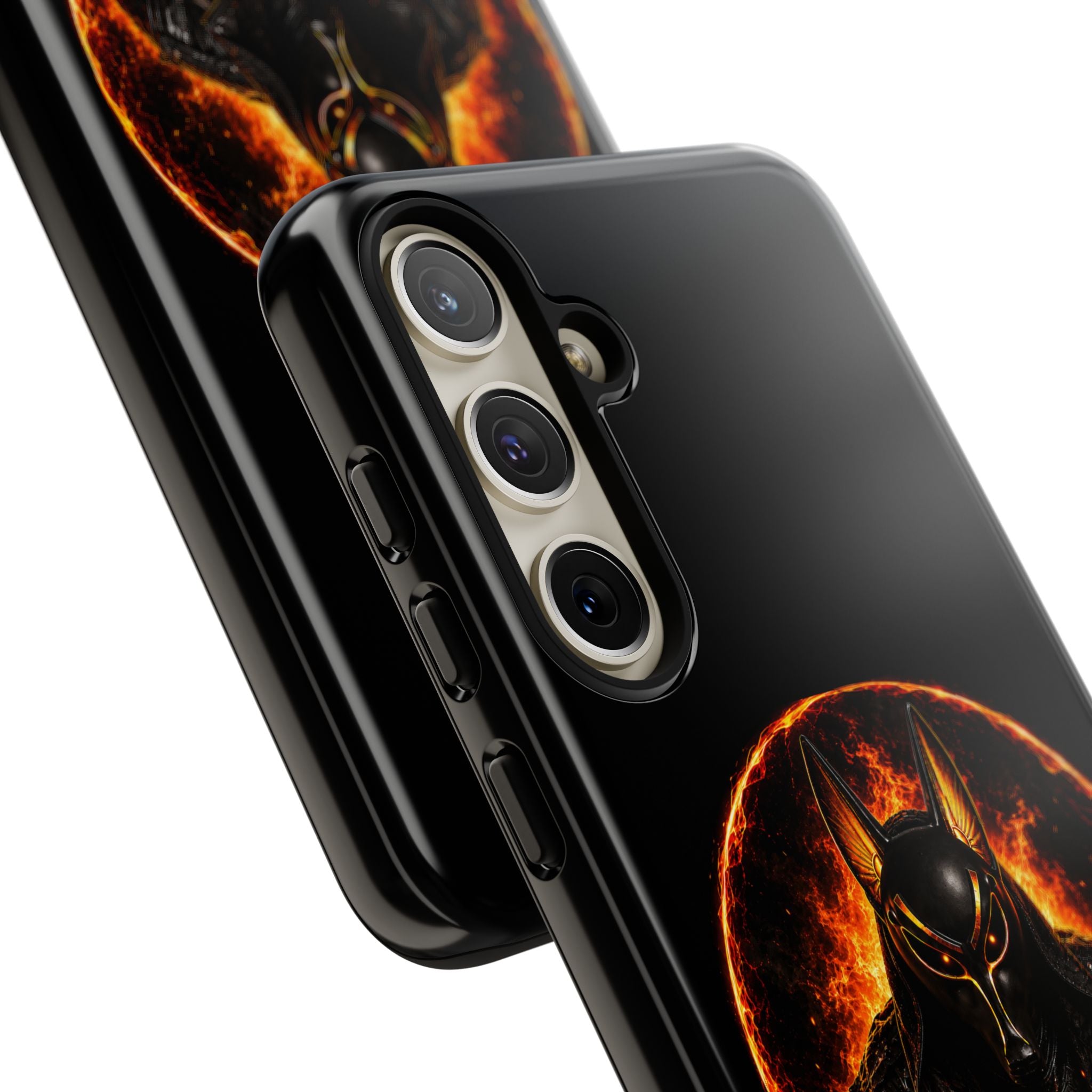 Wildfire Phone Case — Fierce Flaming Anubis Design, "Stay Fierce Burn Bright"