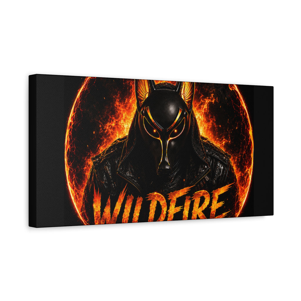 Wildfire Anubis Canvas — ‘WILDFIRE Stay Fierce Burn Bright’ Matte Stretched Wall Art