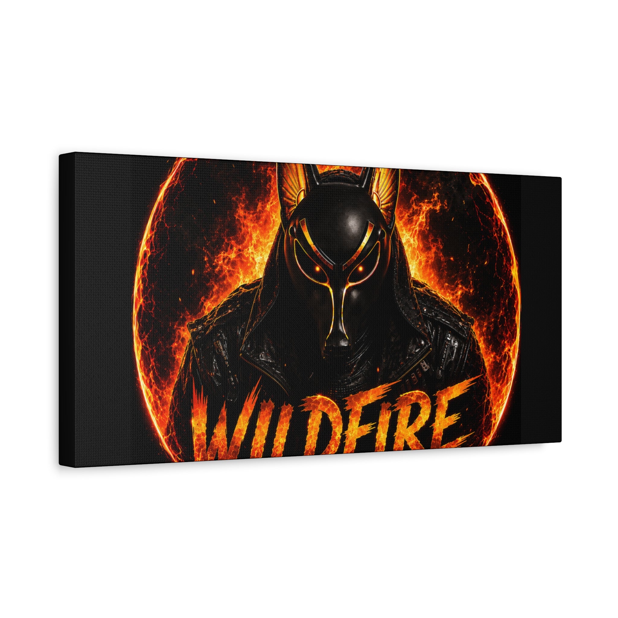 Wildfire Anubis Canvas — ‘WILDFIRE Stay Fierce Burn Bright’ Matte Stretched Wall Art