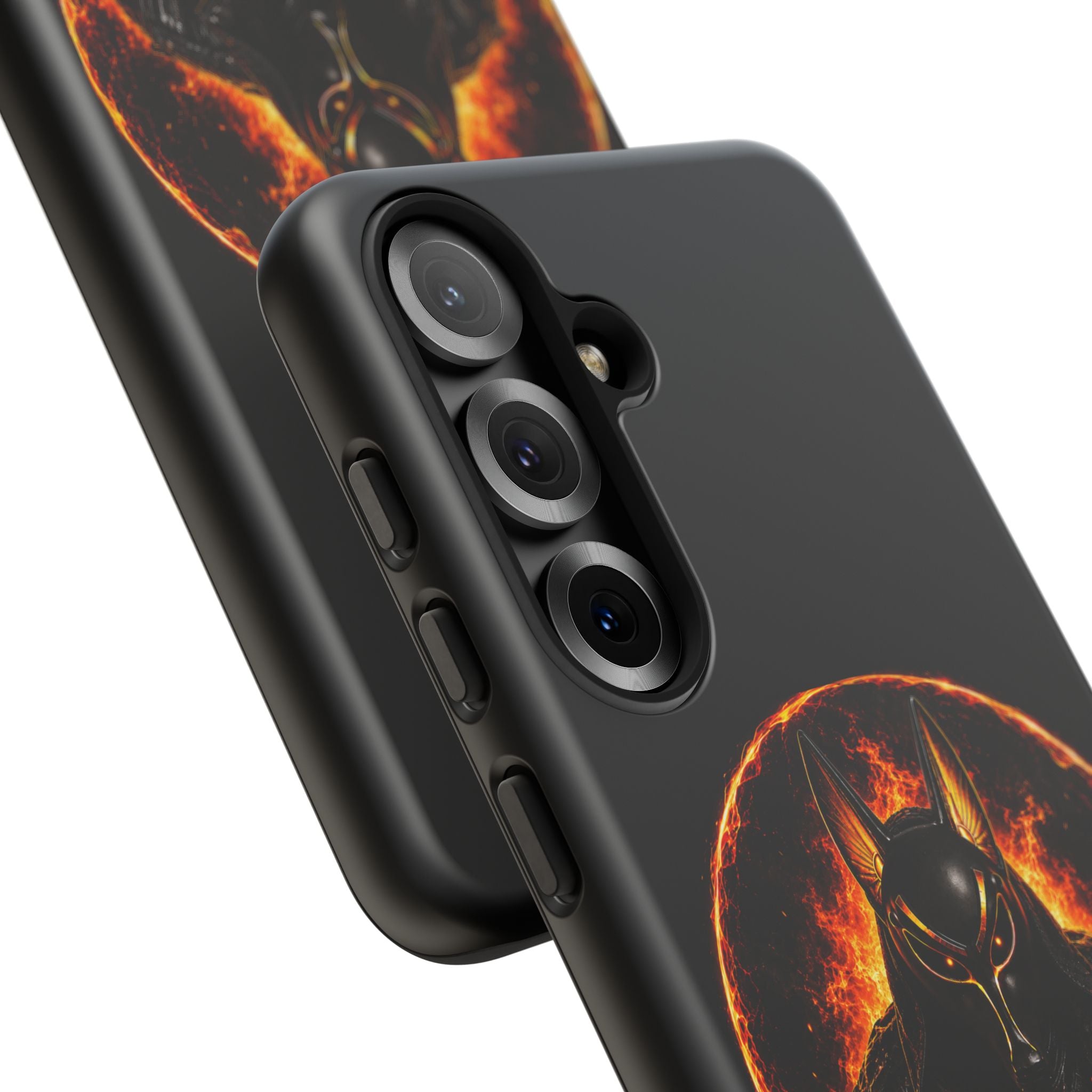Wildfire Phone Case — Fierce Flaming Anubis Design, "Stay Fierce Burn Bright"