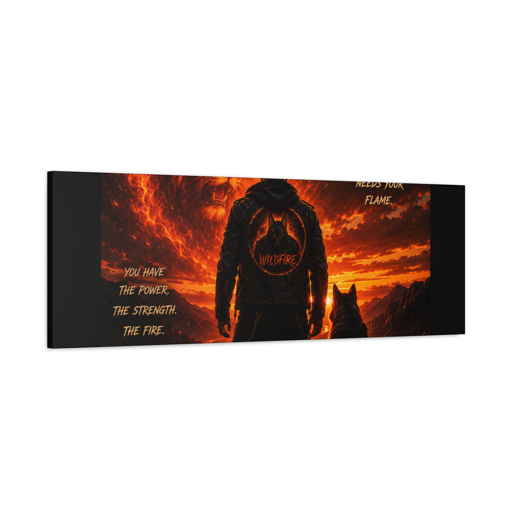 Wildfire 'Find Your Fire' Matte Canvas Wall Art — Inspirational Lion & Silhouette Scene