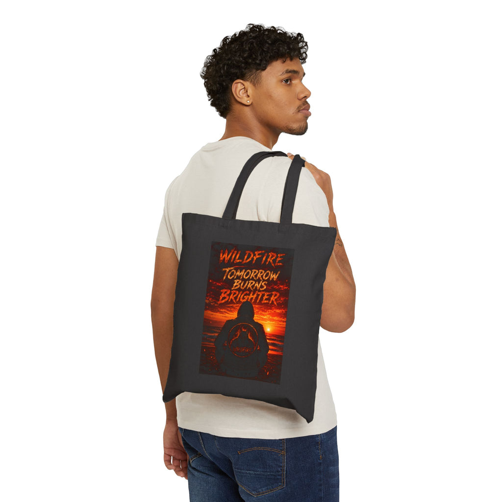 Wildfire Tote Bag — "Tomorrow Burrows Burns Brighter" Fiery Phoenix Print