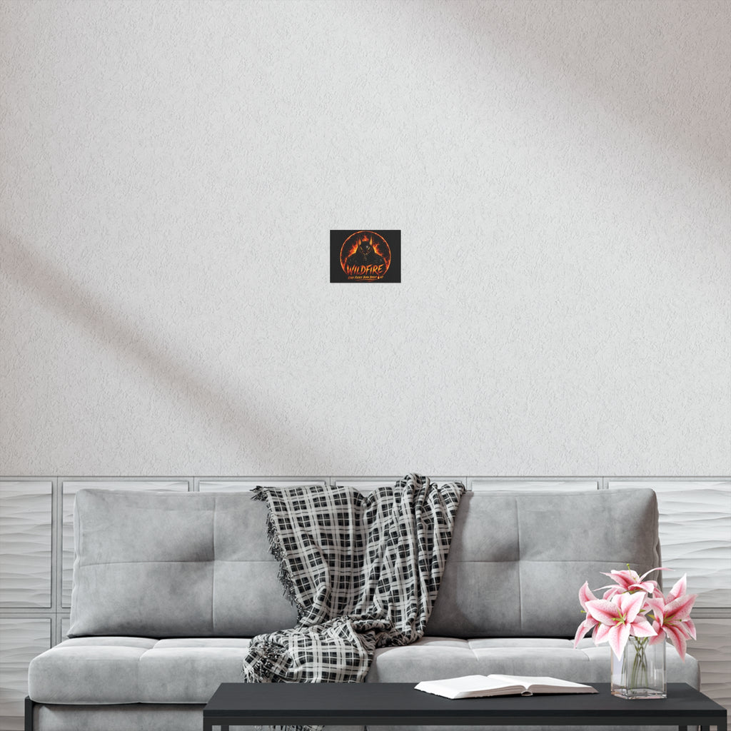 Wildfire Poster — Fiery Anubis Illustration with 'Stay Fierce Burn Bright'