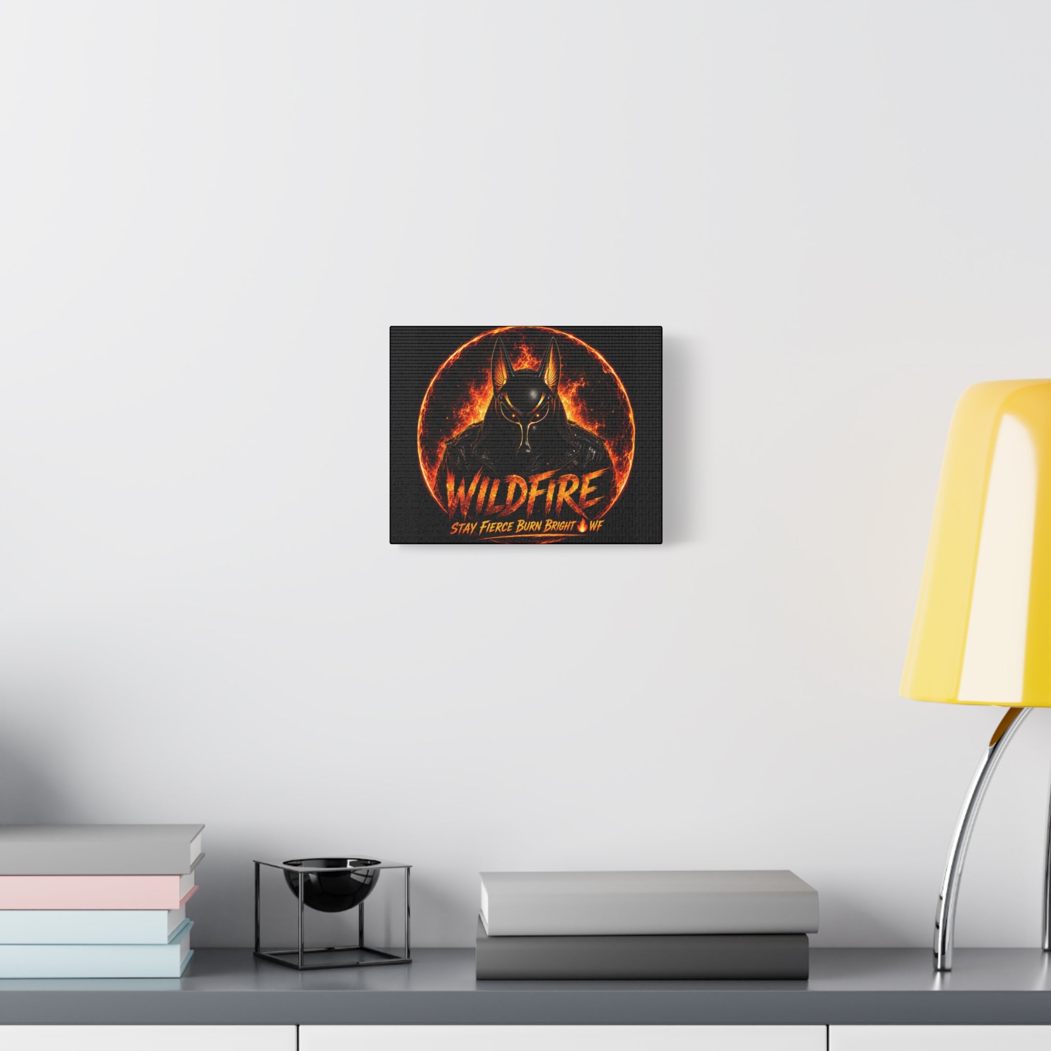 Wildfire Anubis Canvas — ‘WILDFIRE Stay Fierce Burn Bright’ Matte Stretched Wall Art