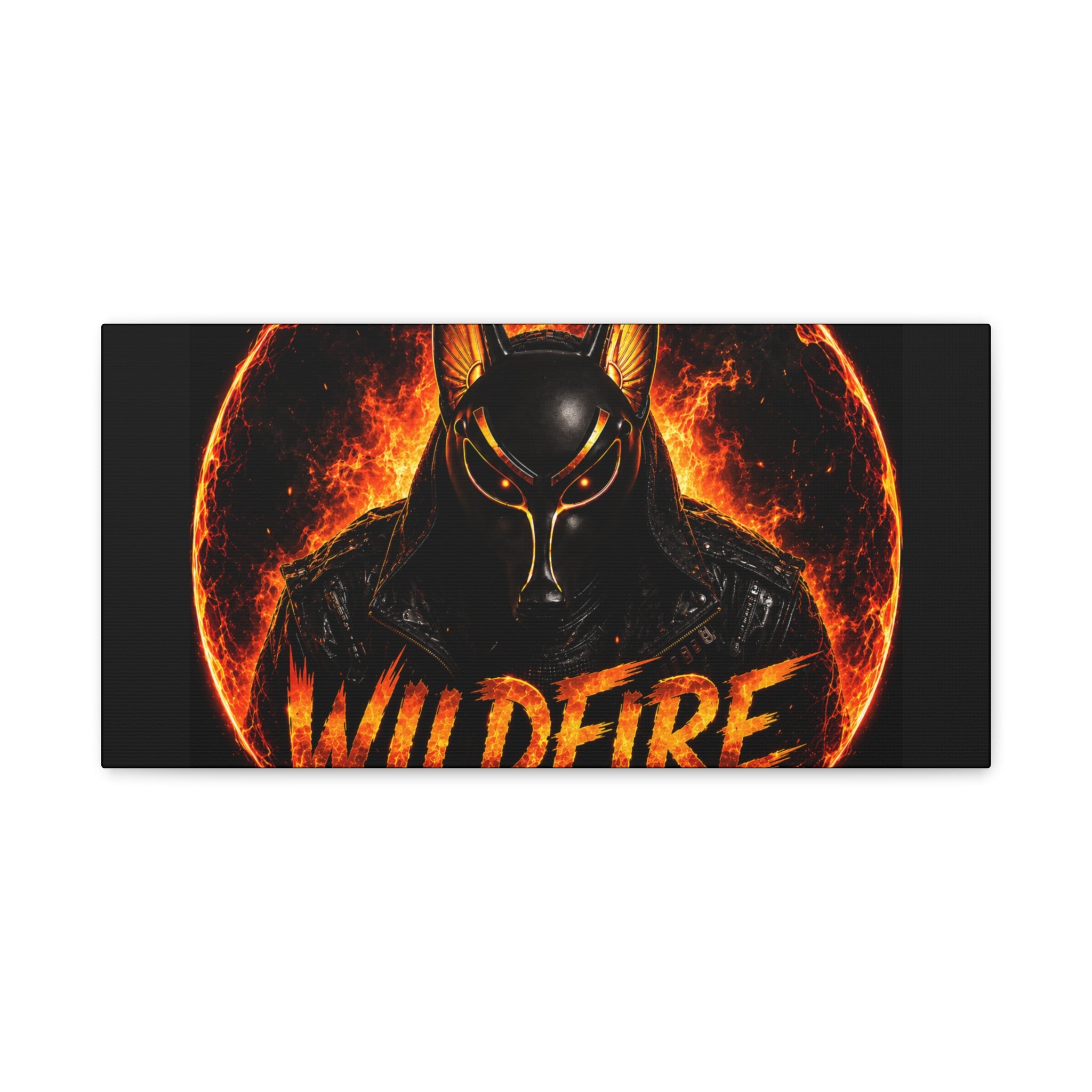 Wildfire Anubis Canvas — ‘WILDFIRE Stay Fierce Burn Bright’ Matte Stretched Wall Art