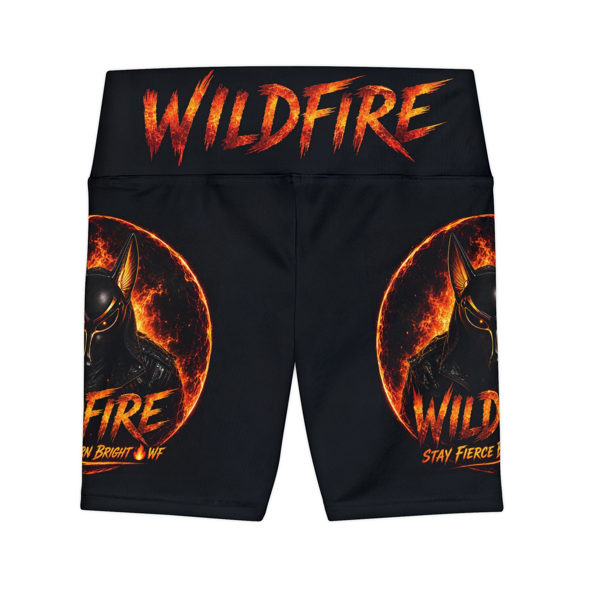 Wildfire Flame Logo Workout Shorts — "WILDFIRE" High-Waist Fitness Shorts