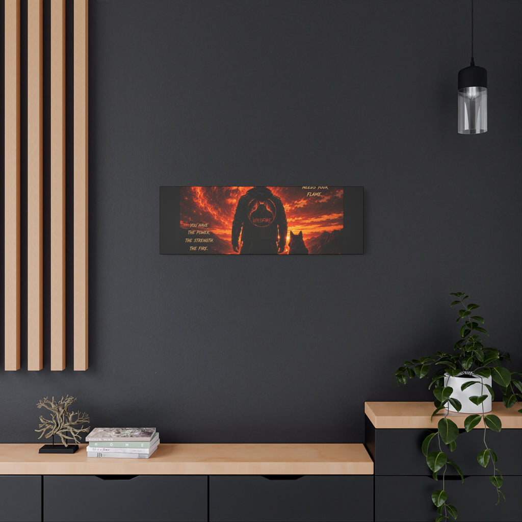 Wildfire 'Find Your Fire' Matte Canvas Wall Art — Inspirational Lion & Silhouette Scene