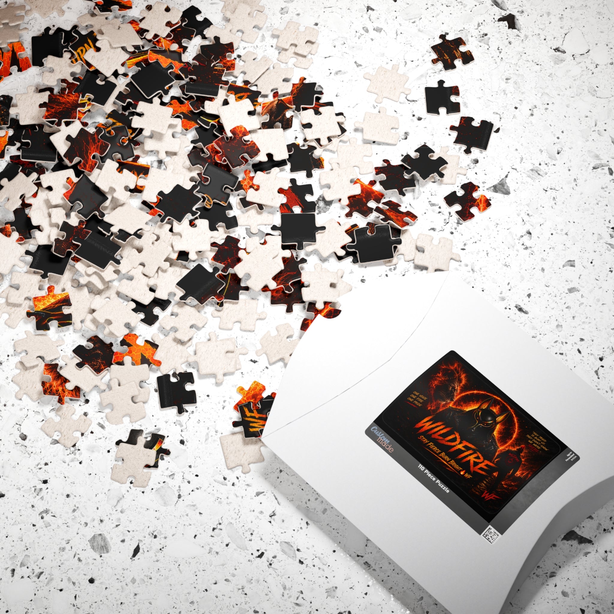 Wildfire Demon Flames Puzzle — 'Stay Fierce Burn Bright' Jigsaw (110/252/520/1014 pc)