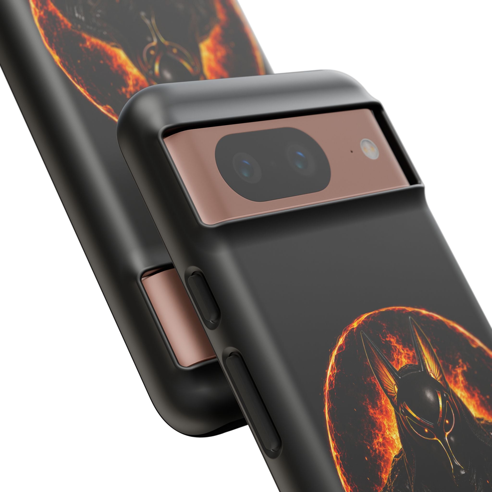 Wildfire Phone Case — Fierce Flaming Anubis Design, "Stay Fierce Burn Bright"