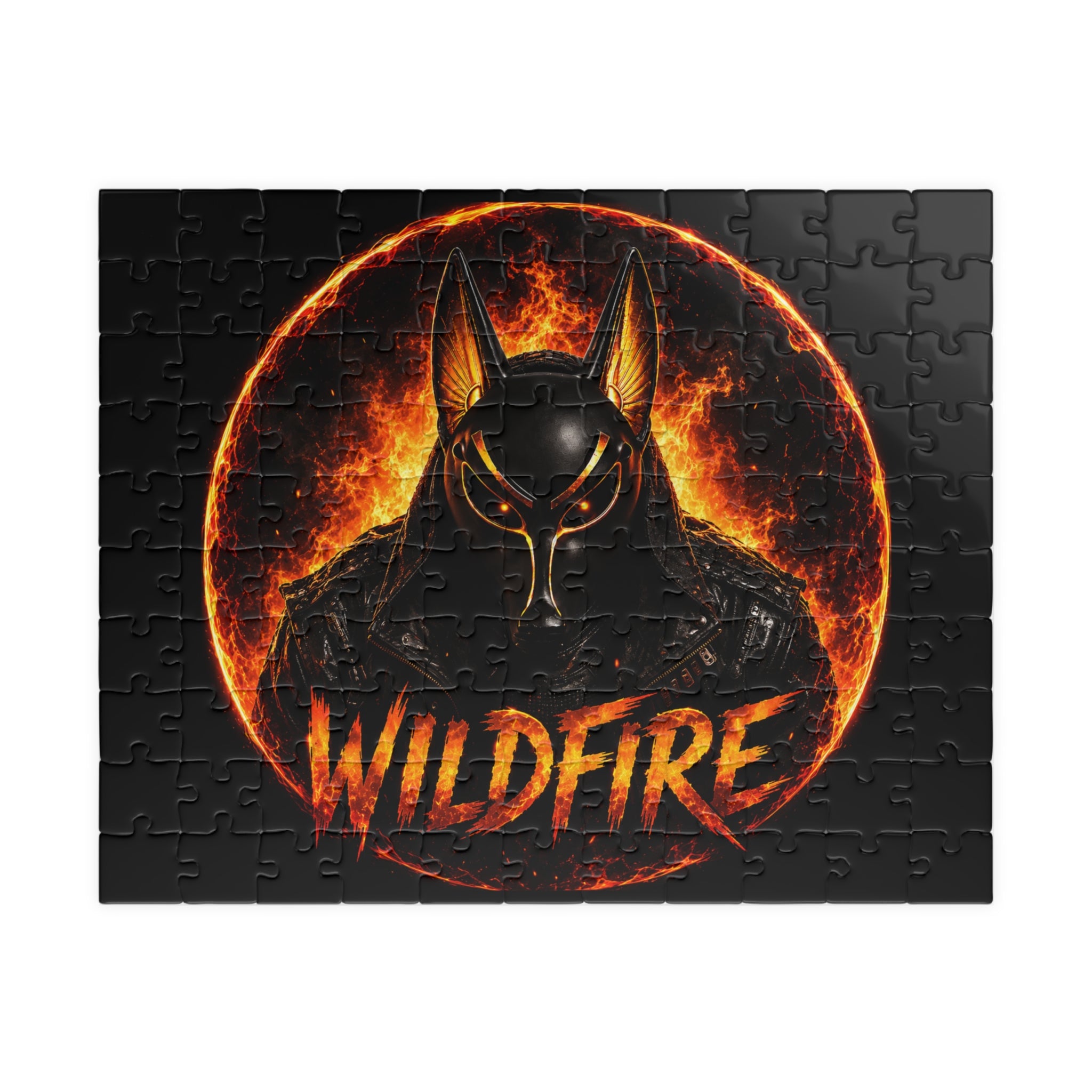 Wildfire Anubis Logo Puzzle — Fiery Egyptian Anubis 110–1014pc Jigsaw