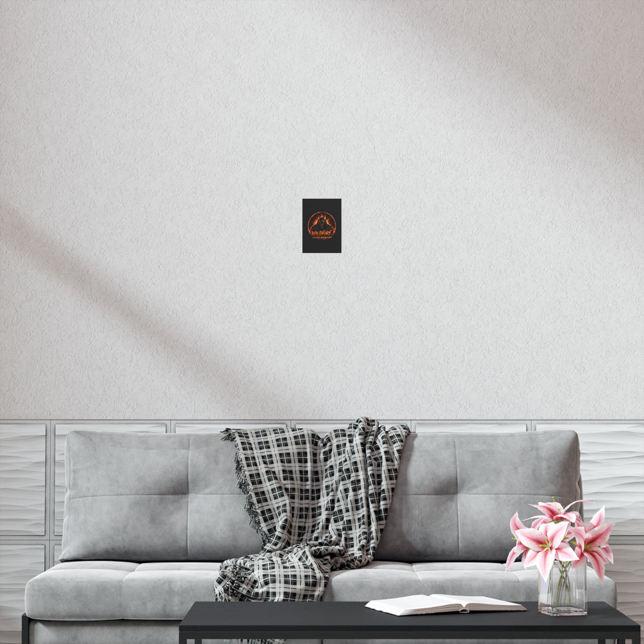Wildfire Poster — Fiery Anubis Illustration with 'Stay Fierce Burn Bright'
