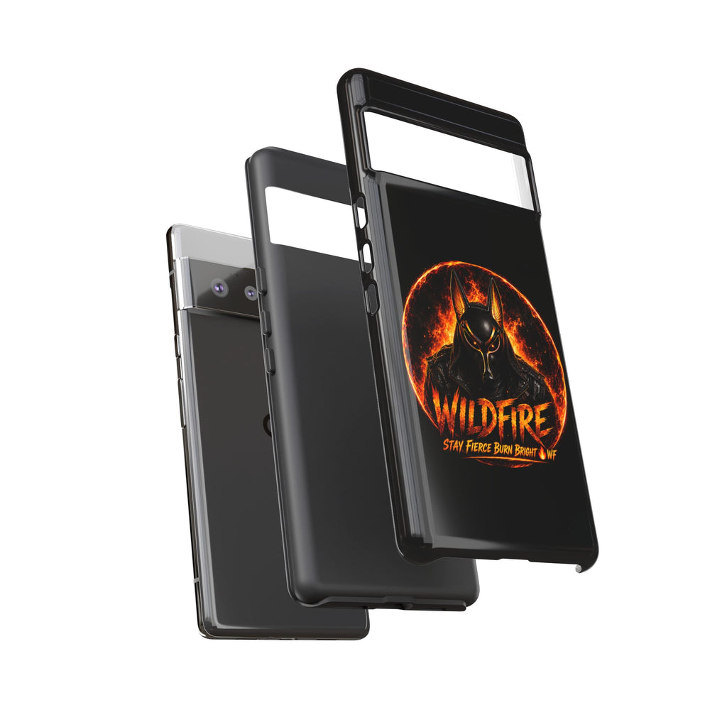 Wildfire Phone Case — Fierce Flaming Anubis Design, "Stay Fierce Burn Bright"