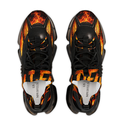 Men's Flame Graphic Sneakers — Bold Athletic Mesh Shoes
