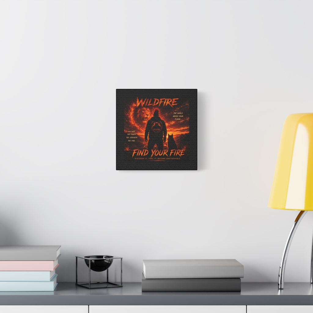 Wildfire 'Find Your Fire' Matte Canvas Wall Art — Inspirational Lion & Silhouette Scene