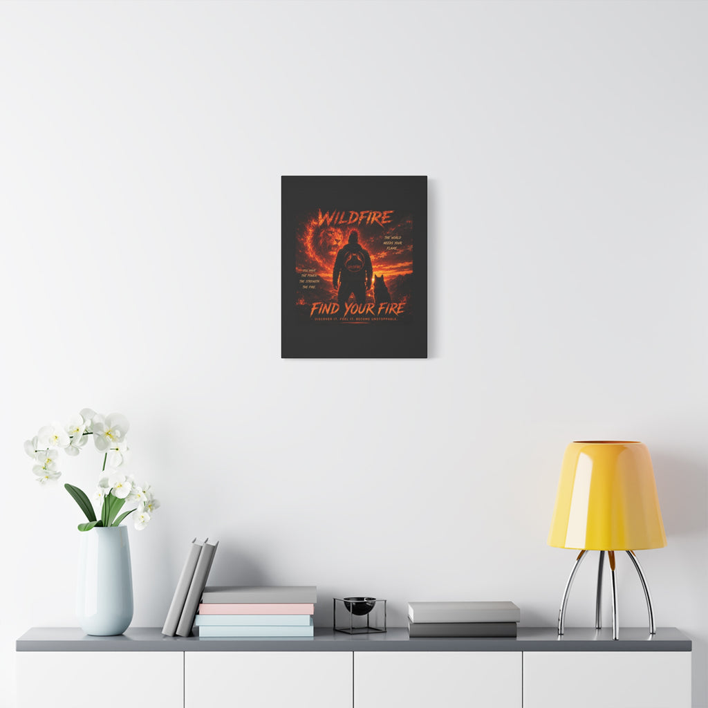 Wildfire 'Find Your Fire' Matte Canvas Wall Art — Inspirational Lion & Silhouette Scene