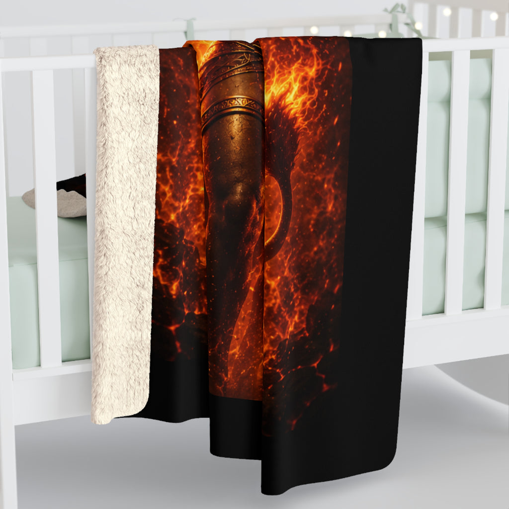 Wildfire Sherpa Fleece Blanket — 'Wildfire: Sekhmet's Fire' Fiery Lioness Throw