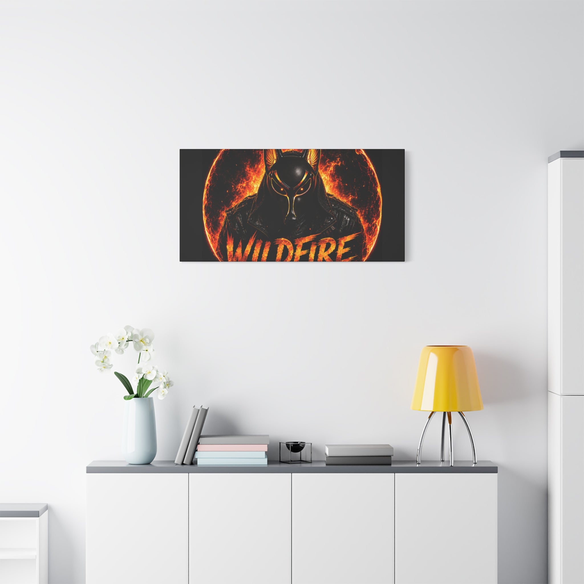Wildfire Anubis Canvas — ‘WILDFIRE Stay Fierce Burn Bright’ Matte Stretched Wall Art