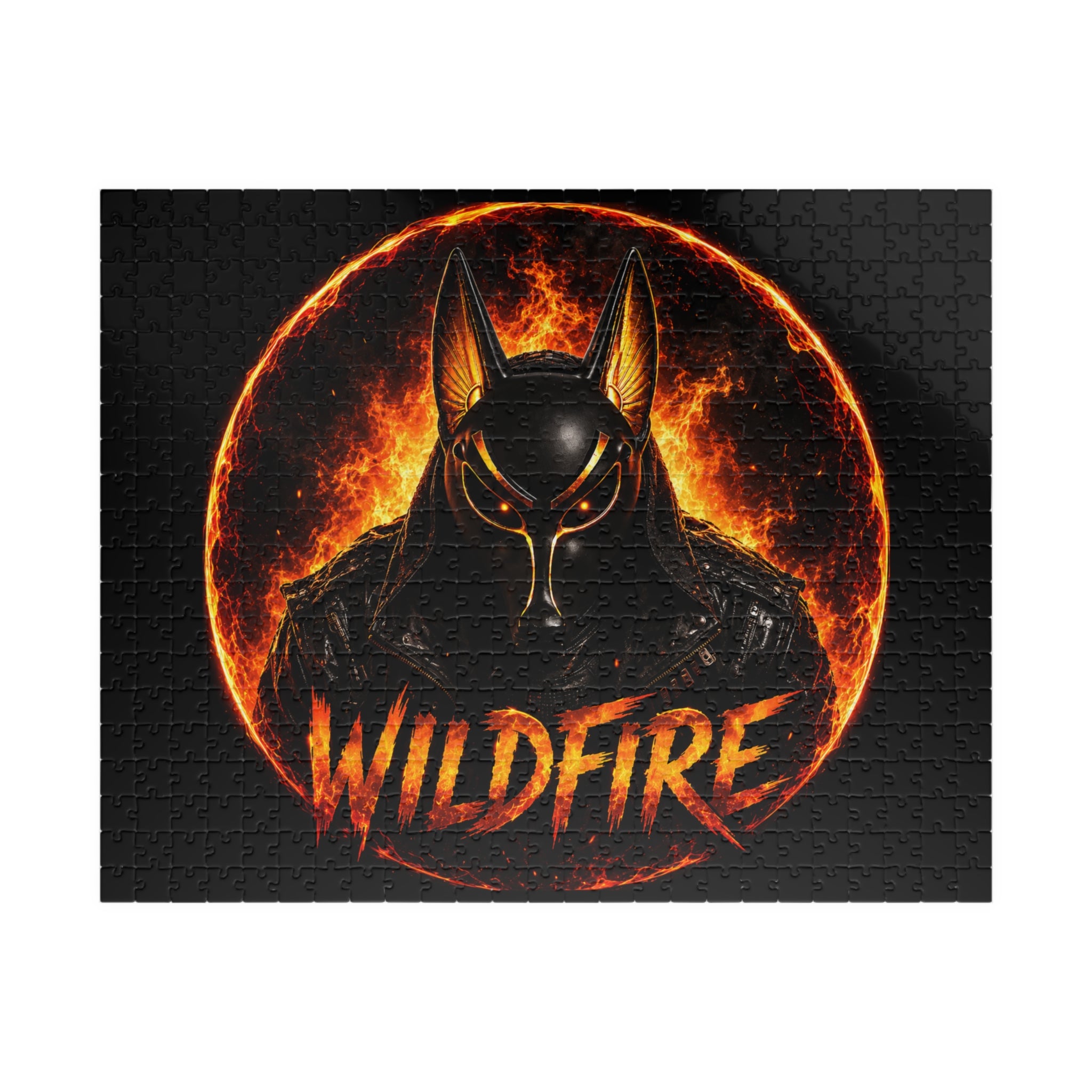 Wildfire Anubis Logo Puzzle — Fiery Egyptian Anubis 110–1014pc Jigsaw